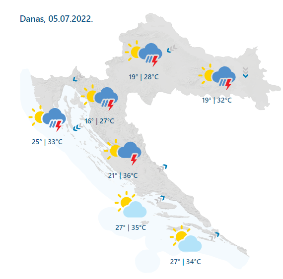 Za cijelu Hrvatsku na snazi je meteoalarm, prijeti nevrijeme u nekoliko regija i toplinski valovi