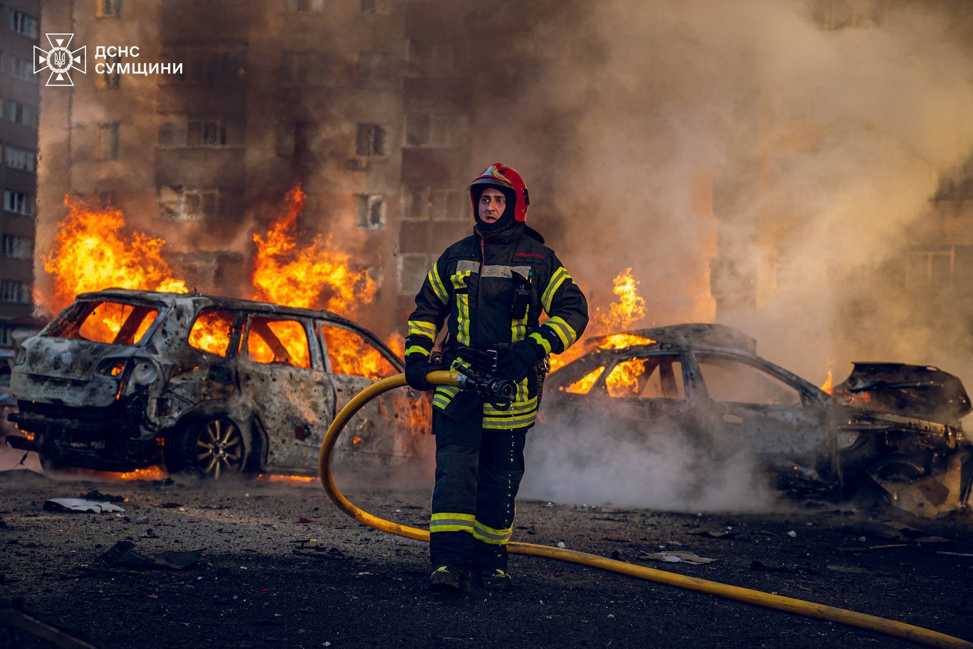 Aftermath of a Russian missile attack in Sumy