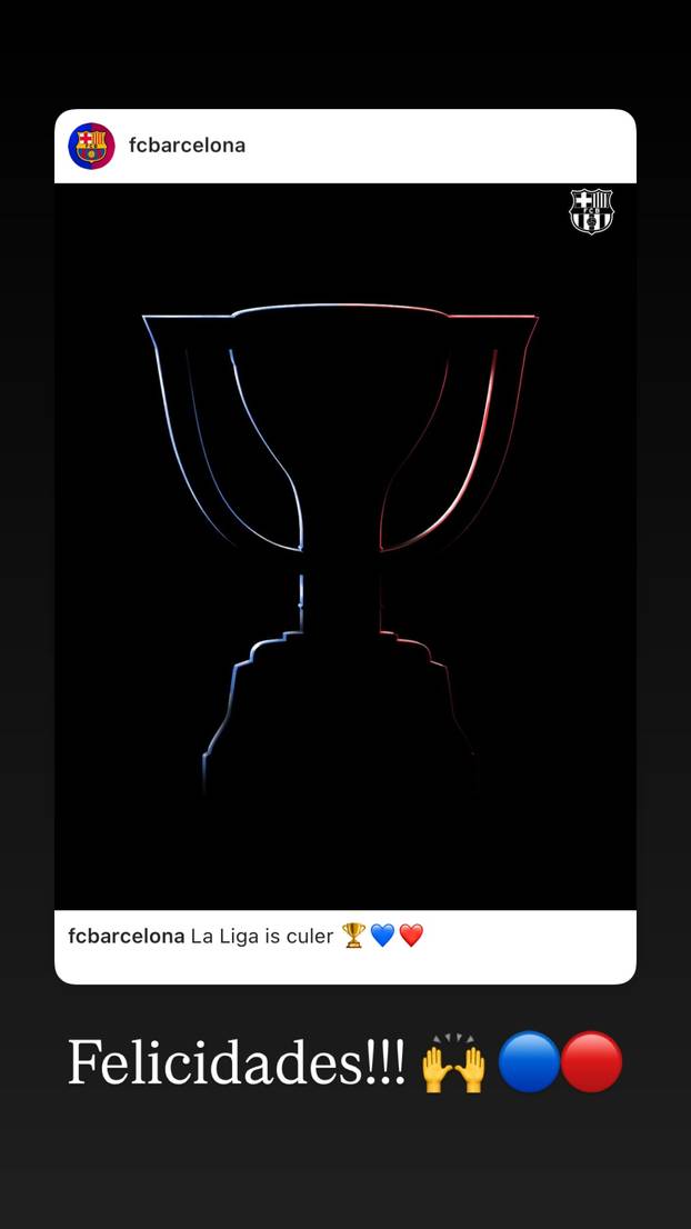 Real congratulated Barcelona on the title, and he answered Leo Messi