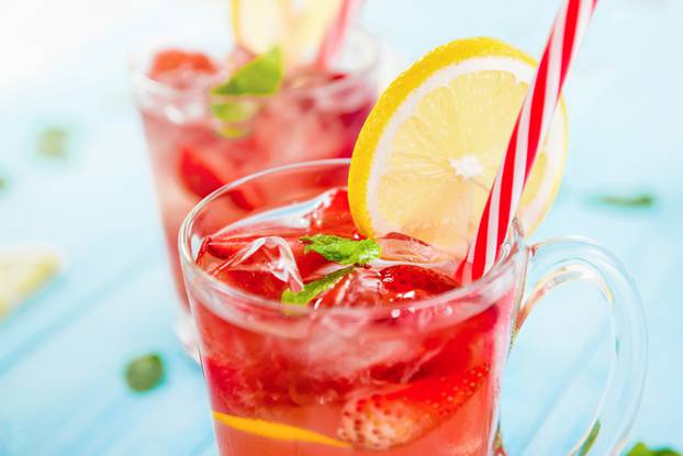 Colorful,Refreshing,Drinks,For,Summer,,Cold,Strawberry,Lemonade,Juice,With