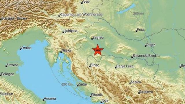 Slab potres kod Petrinje magnitude 2.5 po Richteru