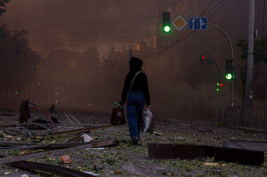 Aftermath of an overnight Russian missile and drone strike, in Kyiv