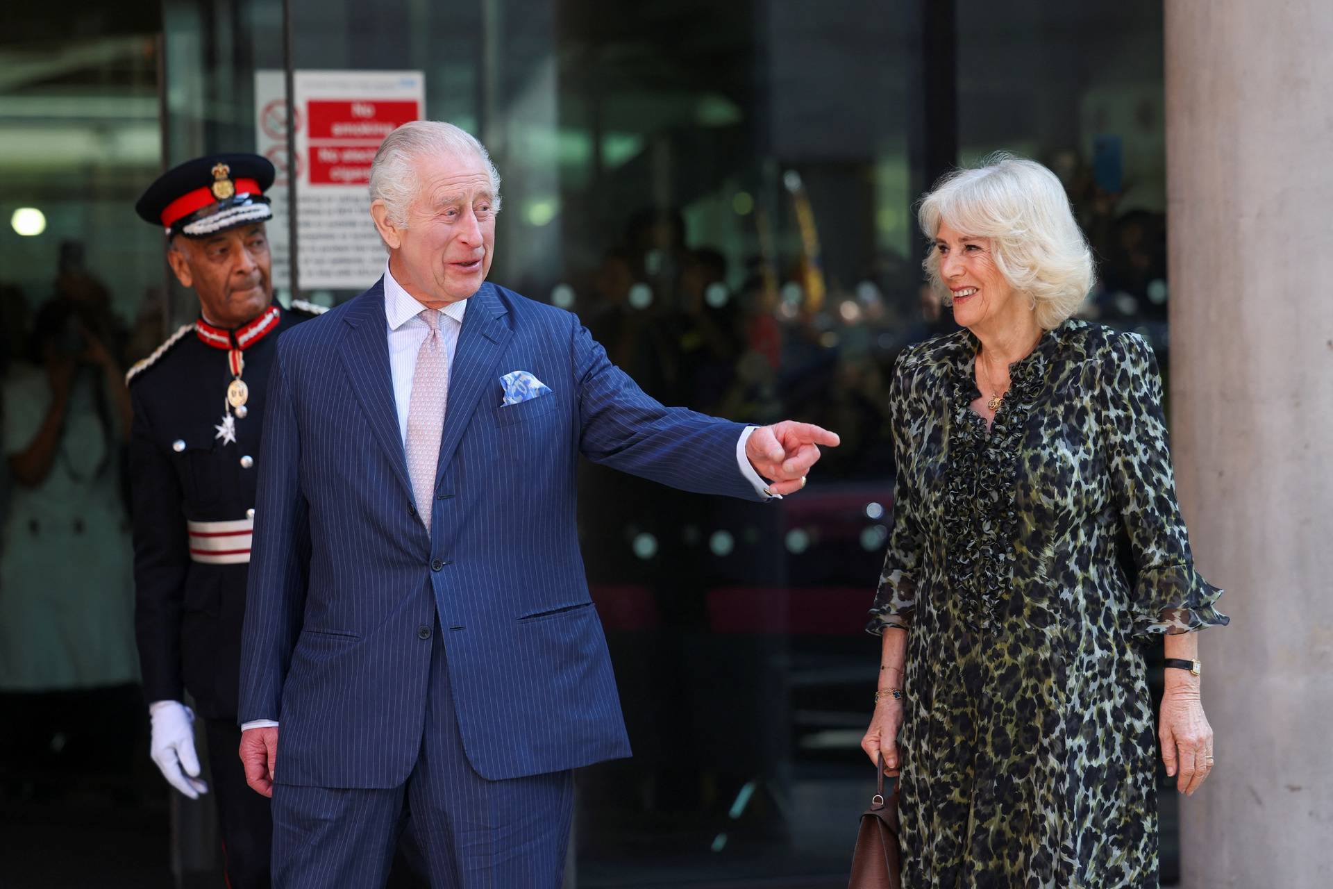 Britain's King Charles and Queen Camilla visit the University College Hospital Macmillan Cancer Centre, in London