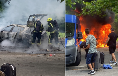 VIDEO Zapalio se auto u Zagrebu: Vatrogasci ugasili požar, od auta nije ostalo ništa