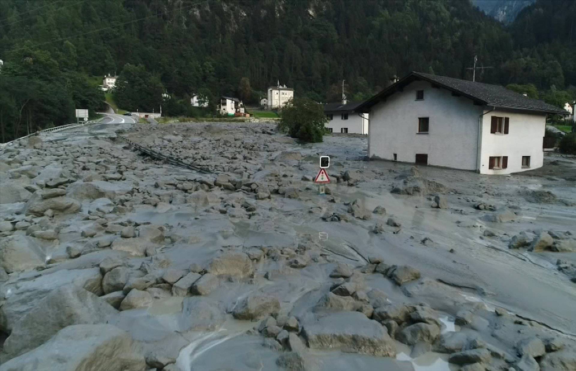 Still image taken from video shows the remote village Bondo in Switzerland