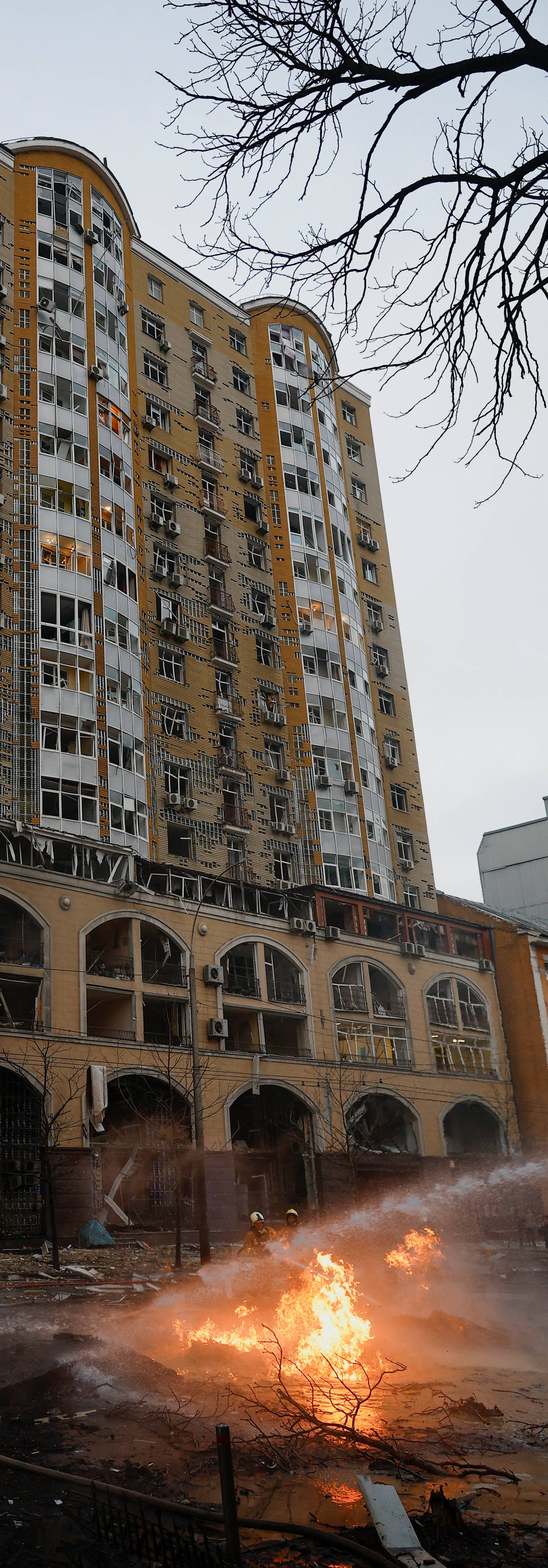 Aftermath of a Russian missile strike in central Kyiv