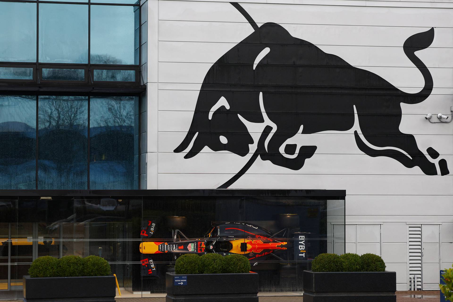 The Red Bull factory is seen as Red Bull Formula One team principal Christian Horner is expected to attend a company hearing