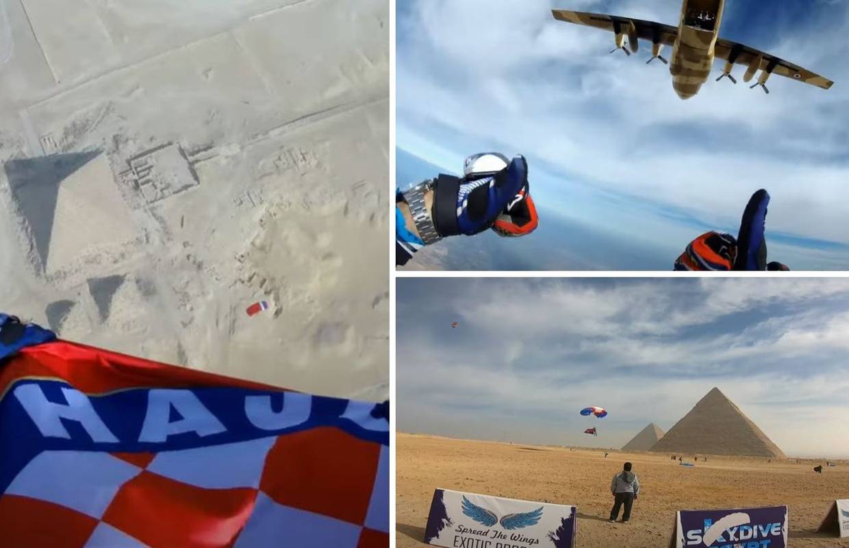 Pobjeda Hajduka slavila se i u Egiptu: Skočio s 4500 m i razvio zastavu iznad čuvenih piramida