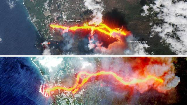 Nove satelitske snimke vulkana na Kanarima: Stvoren novi tok lave, 'progutala' 1186 zgrada