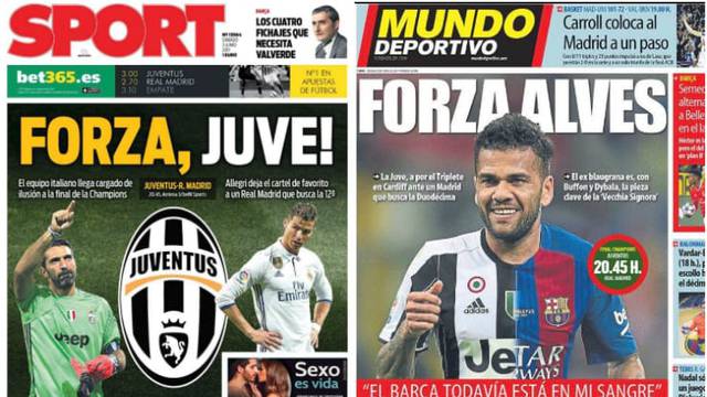 Naslovnice katalonskih novina: Forza, Juventus! Forza, Alves!