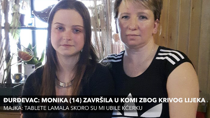 Monika (14) iz Đurđevca zbog krivog lijeka završila  u komi