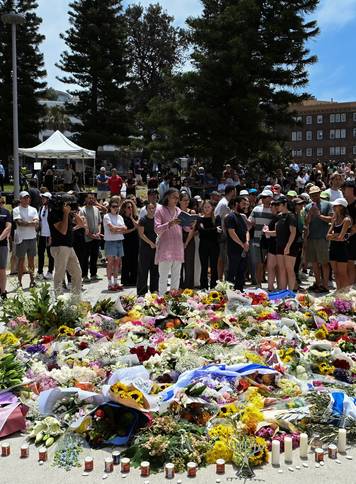 Aftermath of a shooting incident on a Jewish holiday celebration at Bondi Beach in Sydney