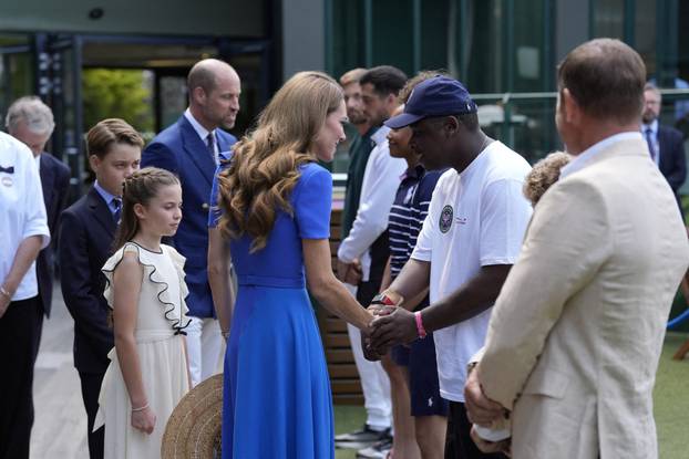 Britain's Prince William and Princess Catherine attend the Wimbledon Tennis Men's finals