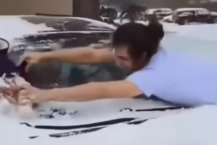 Ovo je strašno!  Muškarac obrisao snijeg s automobila bebom, sve objavio na TikTok