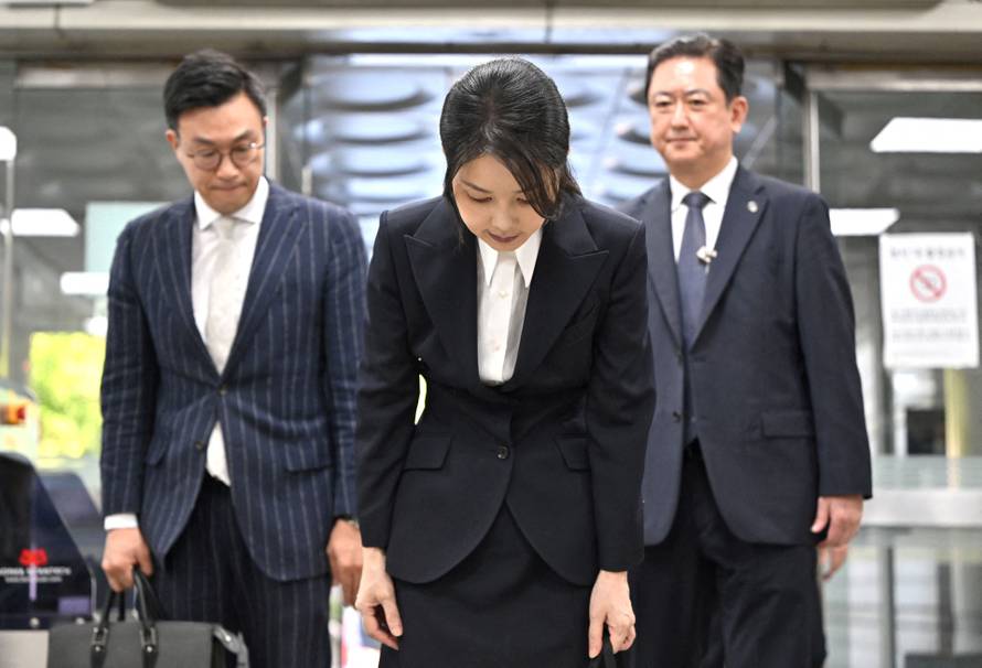 FILE PHOTO: South Korea's former first lady Kim Keon Hee arrives at a court to attend a hearing to review her arrest warrant, in Seoul