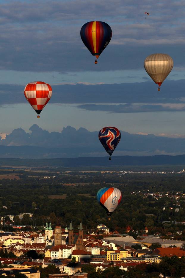 Hot air balloon fiesta above Hradec Kralove city