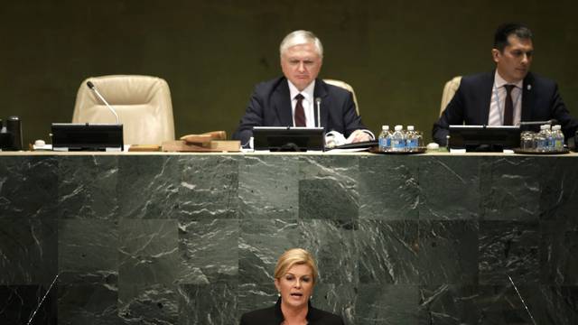 President Kolinda Grabar-Kitarovic of Croatia addresses the United Nations General Assembly in New York