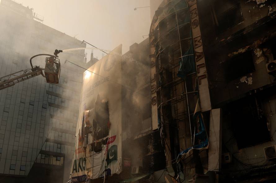 Aftermath of fire in a shopping mall in Karachi