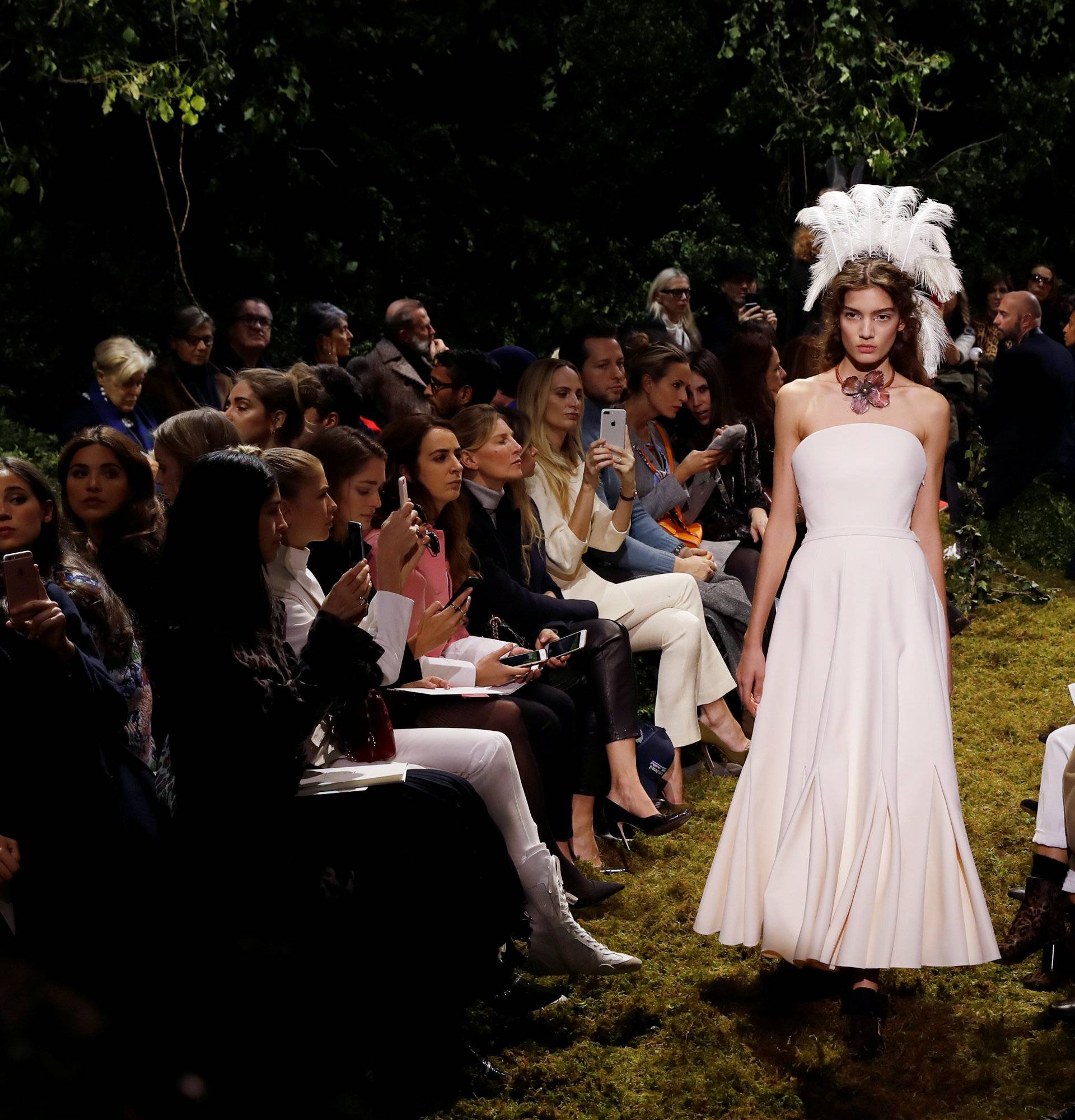 A model presents a creation by Italian designer Maria Grazia Chiuri as part of her Haute Couture Spring/Summer 2017 fashion show for Dior in Paris