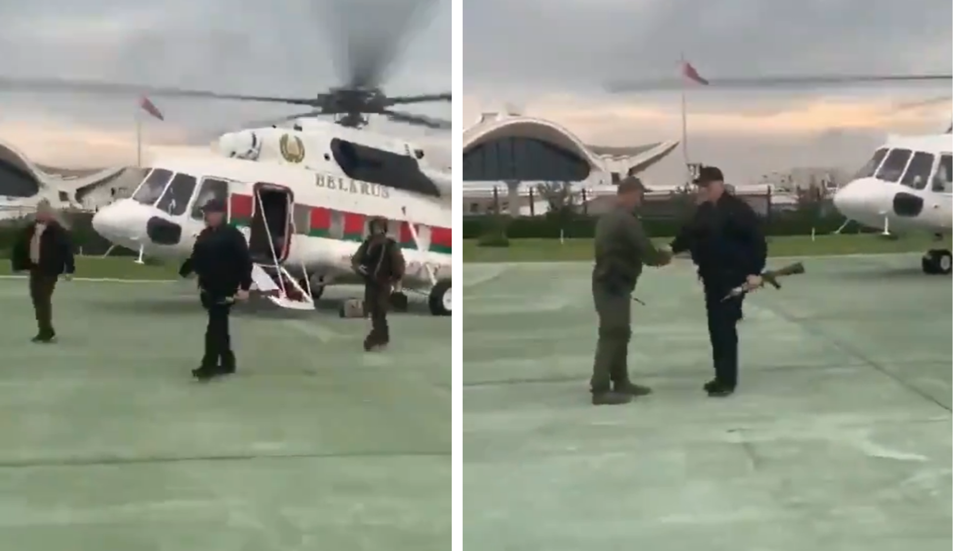 Kruži video: Lukašenko izlazi iz helikoptera s kalašnjikovom...