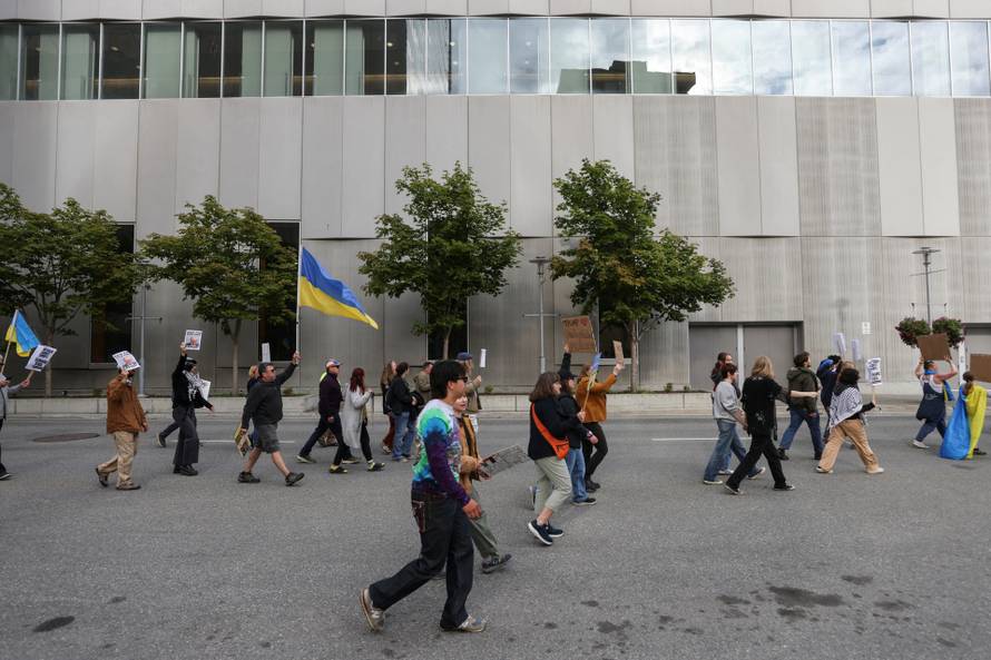 Protests in Anchorage, Alaska after Trump-Putin meeting.