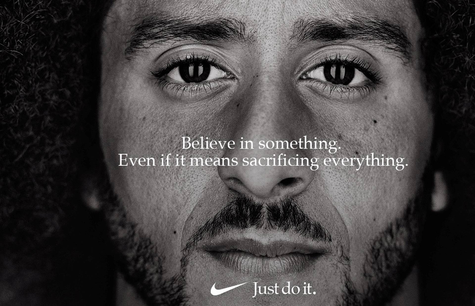 Colin Kaepernick appears as a face of Nike Inc advertisement marking the 30th anniversary of its "Just Do It" slogan