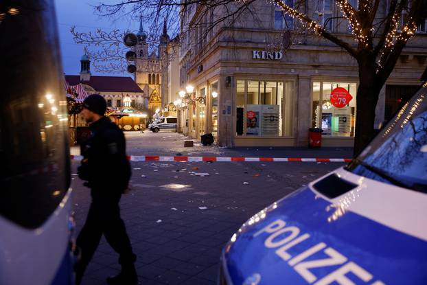 Site where a car drove into a crowd at a Magdeburg Christmas market in Magdeburg