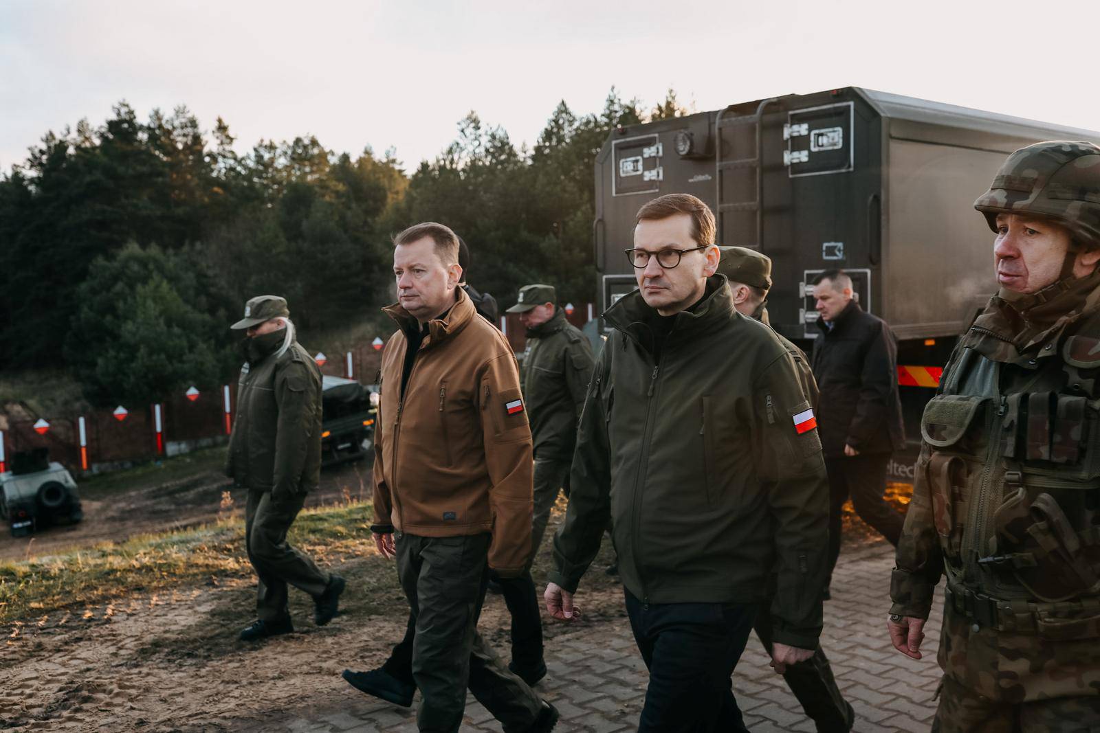 Poland's Prime Minister Mateusz Morawiecki visits the Polish-Belarusian border