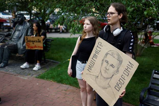 Protest against Ukrainian President Zelenskiy's decision to replace Fedorov as Defence Minister, in Kyiv