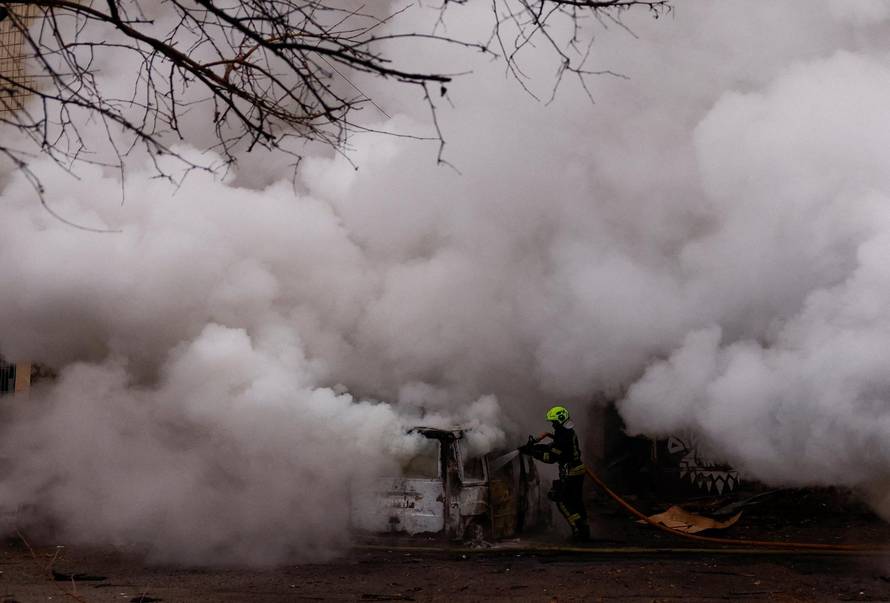 Aftermath of a Russian missile and drone attack, in Kyiv