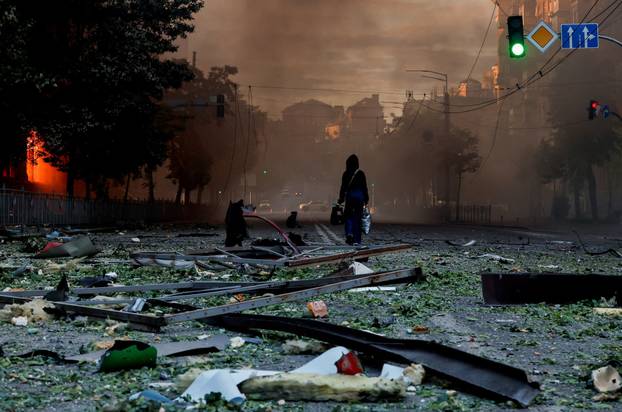 Aftermath of an overnight Russian missile and drone strike, in Kyiv