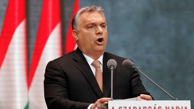 FILE PHOTO: Hungarian Prime Minister Viktor Orban delivers a speech during the celebrations of the anniversary of the Hungarian Uprising of 1956, in Budapest