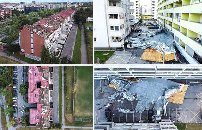 Pogledajte fotografije iz zraka: U Zagrebu vjetar čupao krovove i bacao ih je na automobile!