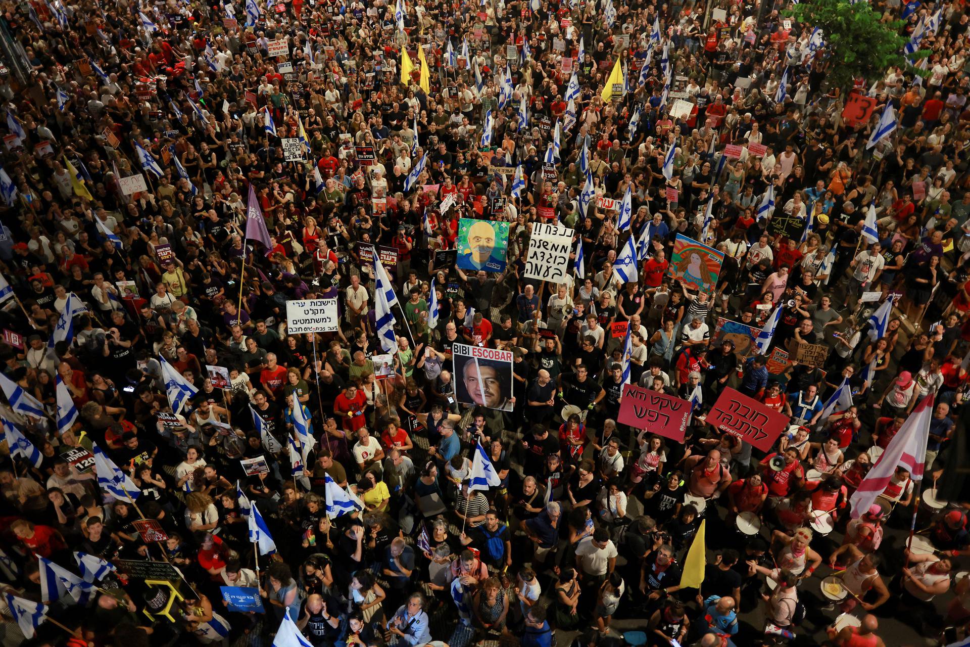 Demonstration against Israeli Prime Minister Benjamin Netanyahu's government and a call for the release of hostages in Gaza, amid the Israel-Hamas conflict, in Tel Aviv