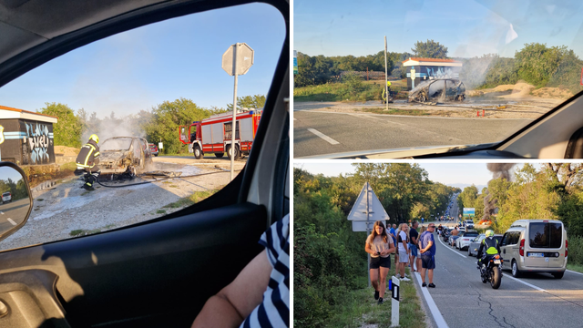 VIDEO Na cesti Njivice-Omišalj izgorio auto: Nema ozlijeđenih