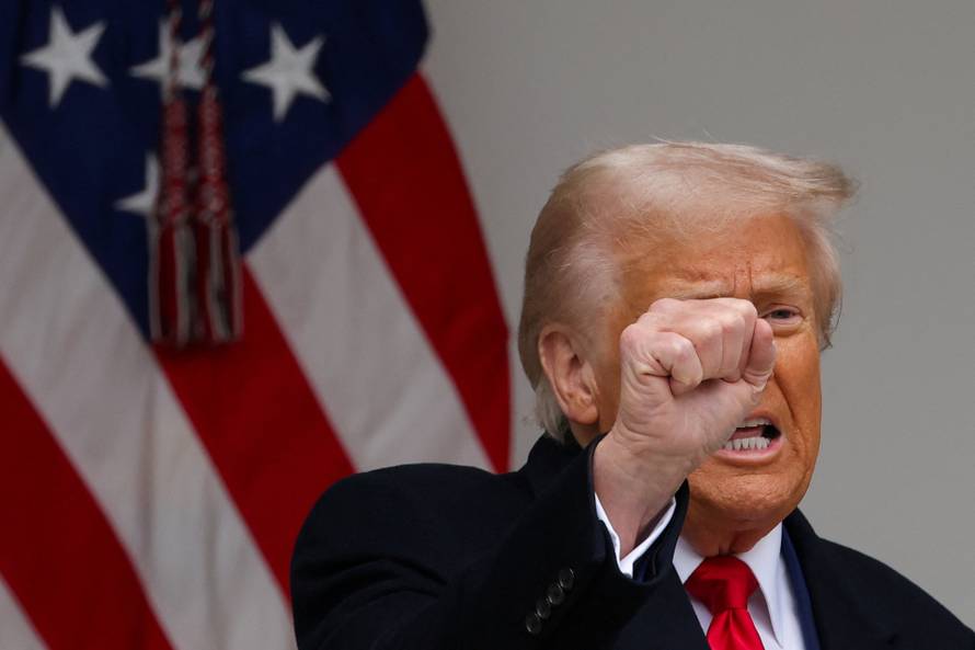 U.S. President Trump delivers remarks on tariffs, at the White House