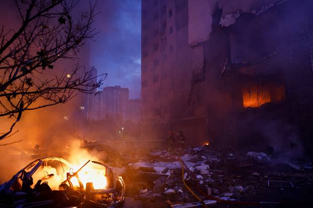 Aftermath of Russian missile and drone attack in Kyiv