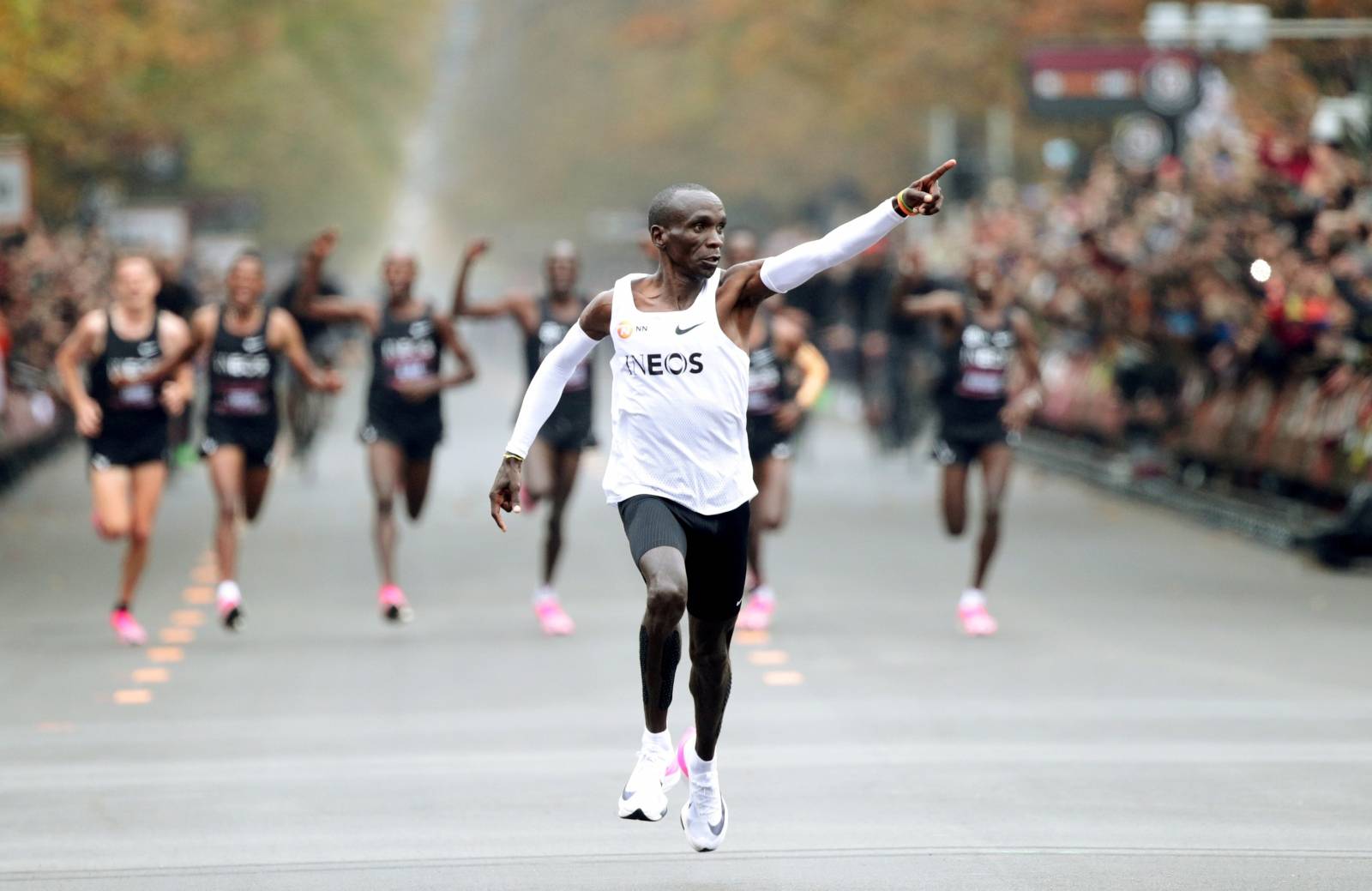 FILE PHOTO: Eliud Kipchoge, the marathon world record holder from Kenya, attempts to run a marathon in under two hours in Vienna