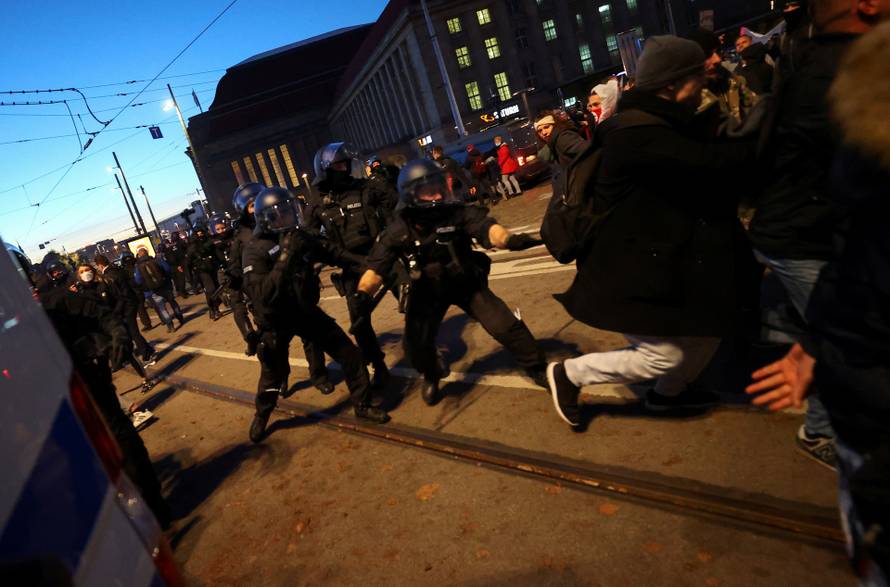 A rally against the government's restrictions, following the coronavirus disease (COVID-19) outbreak, in Leipzig