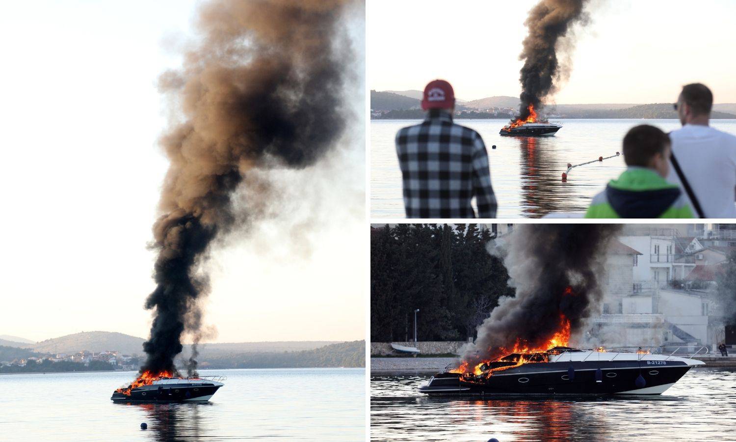 Buktinja u moru kod Šibenika: Zapalila se motorna jahta, gusti crni dim došao je do marine