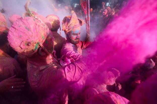 "Lathmar Holi" celebrations in Nandgaon village
