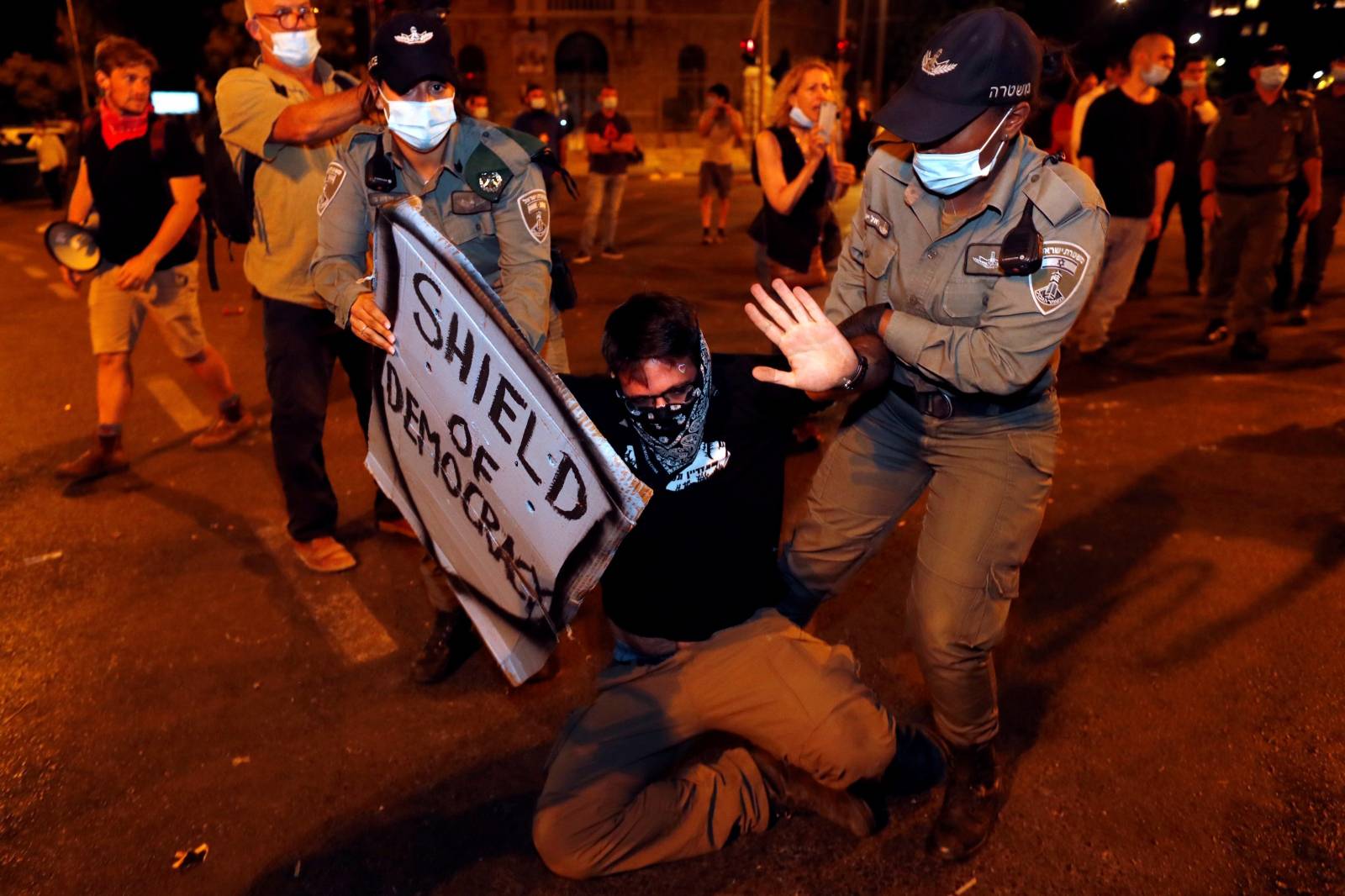 Israelis protest against PM Netanyahu's alleged corruption and the way of handling the COVID-19 crisis in Jerusalem
