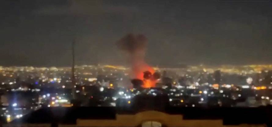 Fireball after reported strikes near the Islamic Republic of Iran Broadcasting headquarters in Tehran