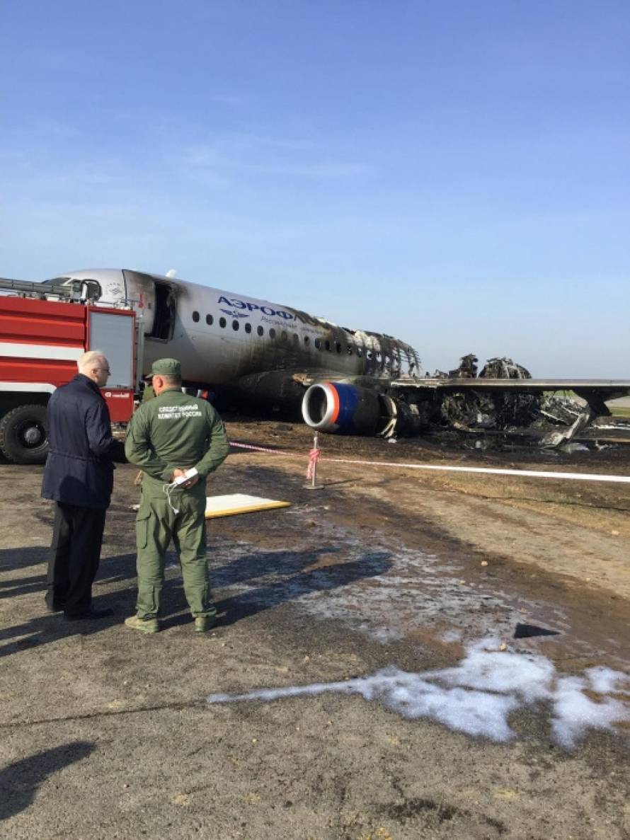 Chairman of Russia's Investigative Committee Bastrykin visits the scene of an incident involving an Aeroflot Sukhoi Superjet 100 passenger plane at Moscow's Sheremetyevo airport