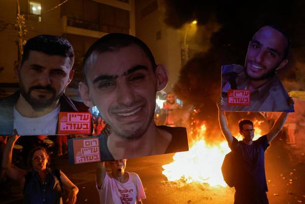 Protest demanding release of hostages held in Gaza, in Tel Aviv
