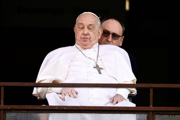 Pope Francis' first public appearance in five weeks on the day of his discharge from Gemelli Hospital, in Rome