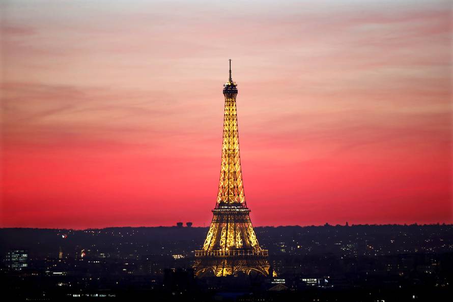 FILE PHOTO: The Eiffel Tower is seen at sunset in Paris