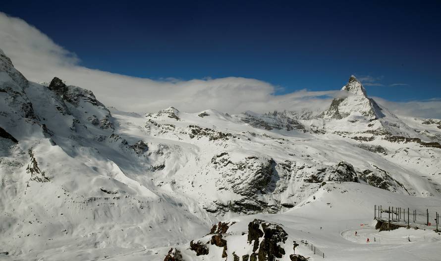 General view shows mount Matterhorn and mount Klein Matterhorn near Zermatt