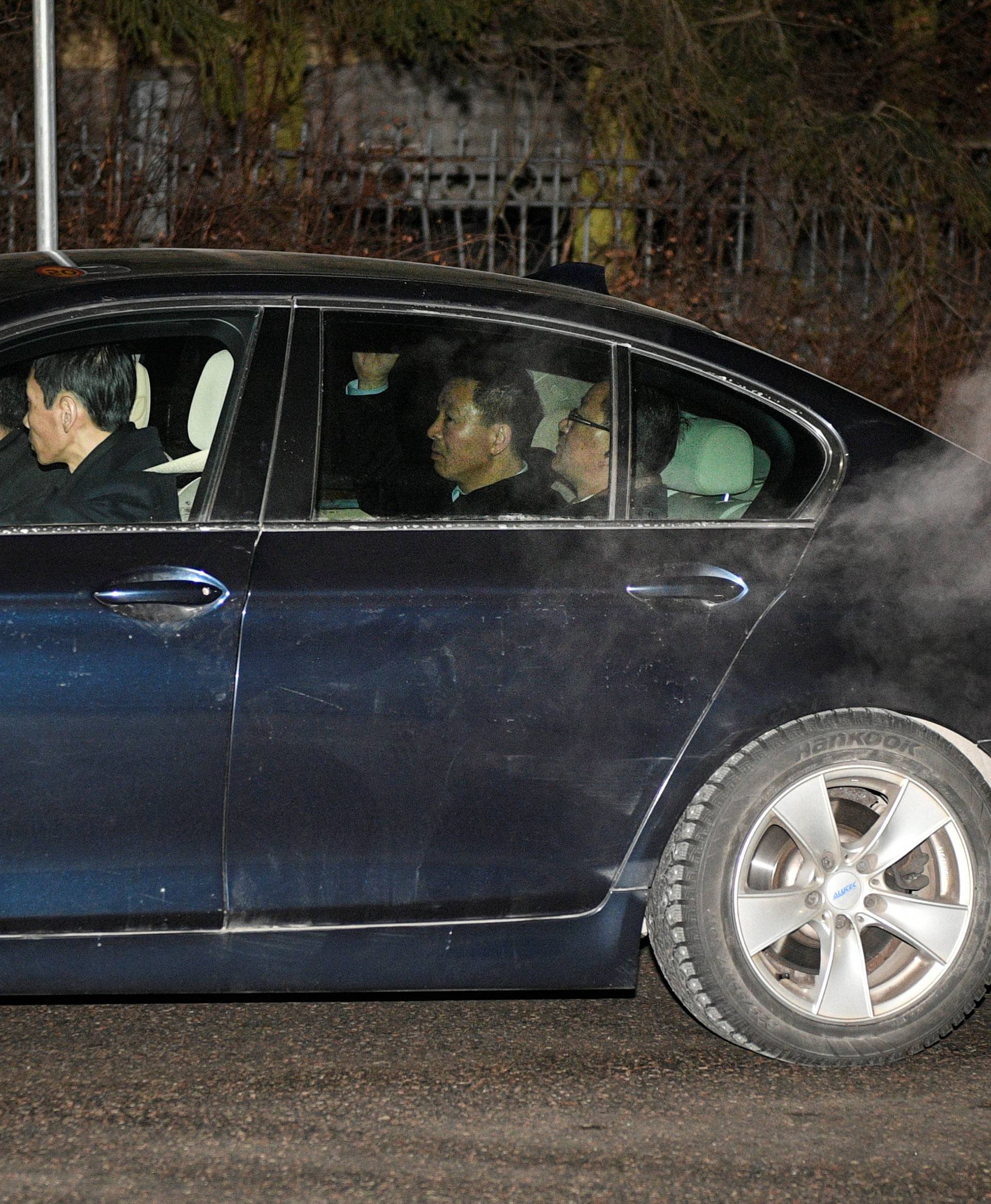 North Korea's Foreign Minister Ri Yong Ho and his delegation arrive at North Korean embassy in Stockholm