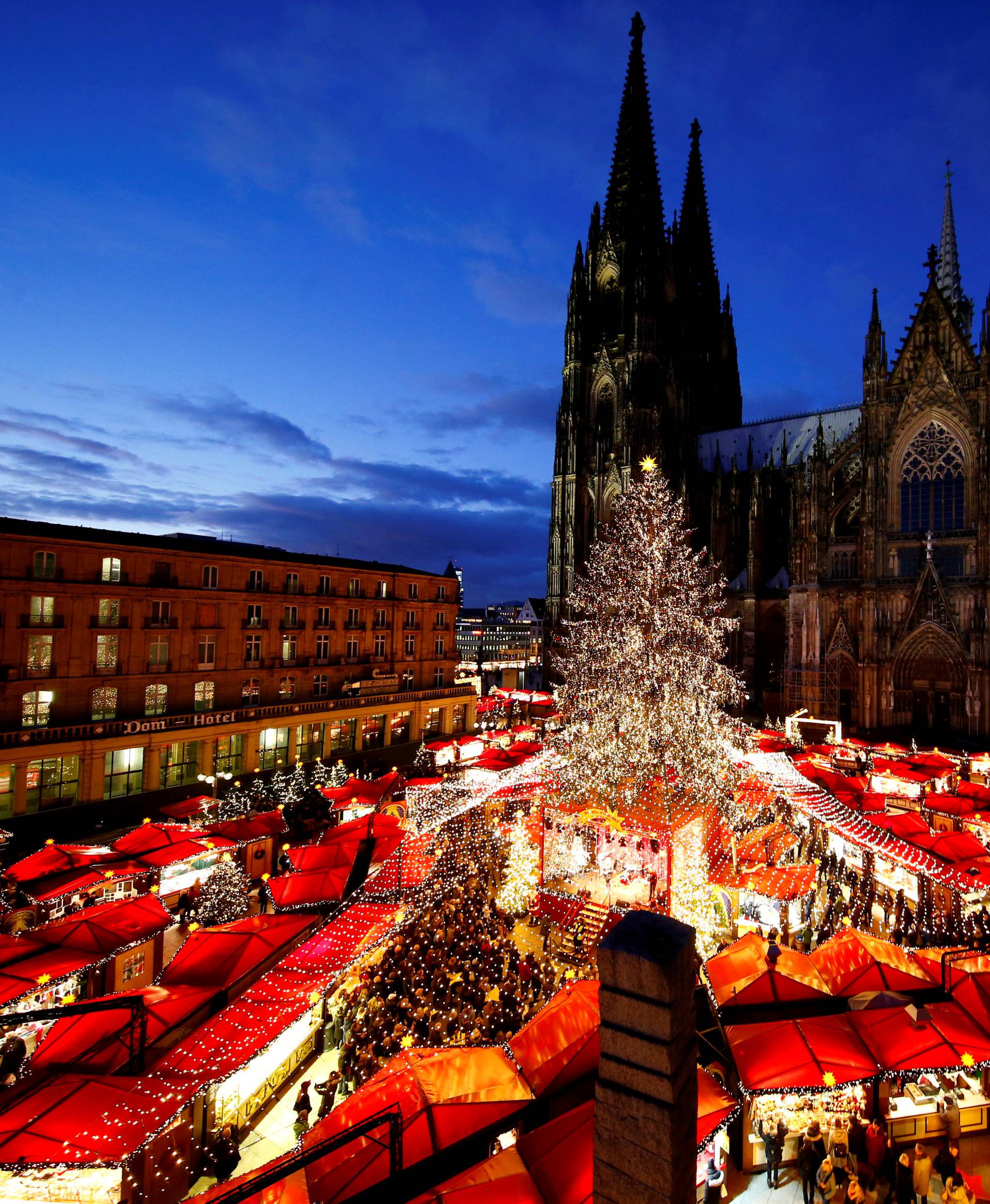 FILE PHOTO: A general view of the Christmas market on the square in front of the world famous gothic cathedral in Cologne